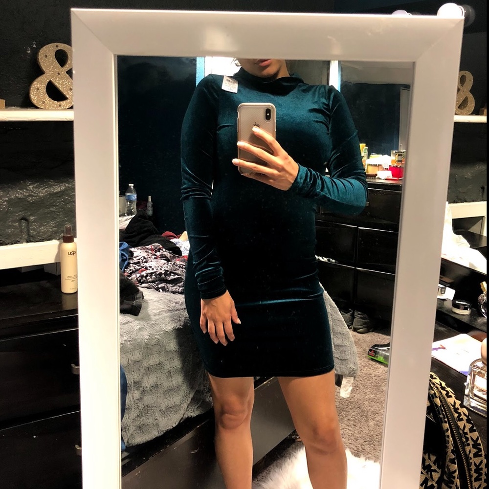 Green velvet dress